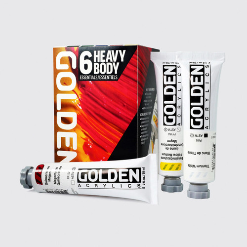  Golden Heavy Body Acrylic Essentials 59ml Assorted Colours Set of 6 