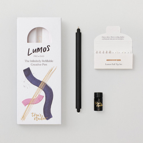  Tom's Studio Lumos Duotip Refillable Fineliner and Brush Pen Black 