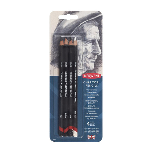  Derwent Charcoal Pencil Assorted Colours Set of 4 