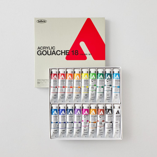  Holbein Acrylic Gouache 20ml Assorted Colours Set of 18 