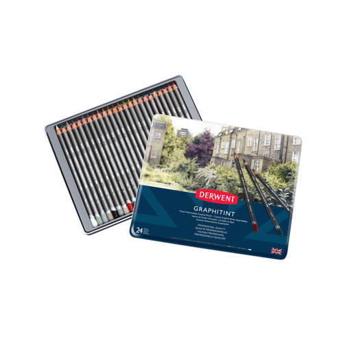  Derwent Graphitint Pencils in Metal Tin Assorted Colours Set of 24 
