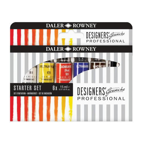  Daler Rowney Designer Gouache Starter Pack 15ml Assorted Colours Set of 6 