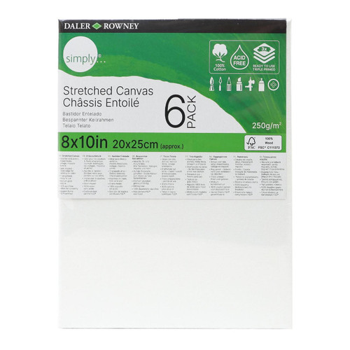  Daler Rowney Simply Canvas 8 x 10 Inches Pack of 6 