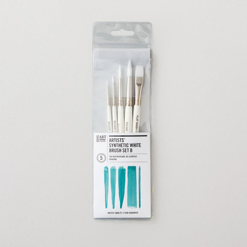  Cass Art Artists' Synthetic White Brush (0, 2, 6, 10, 1/2 in) Set of 5 
