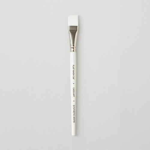  Cass Art Artists' Synthetic White Short Handle Brush Flat Wash Short Handle Brush 3/4 Inches 