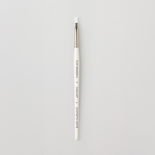  Cass Art Artists' Synthetic White Short Handle Brush Flat Shader Size 6 