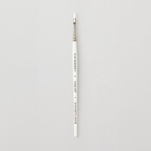  Cass Art Artists' Synthetic White Short Handle Brush Flat Shader Size 2 