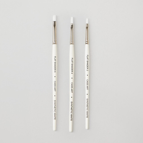  Cass Art Artists' Synthetic White Short Handle Brush Flat Shader 