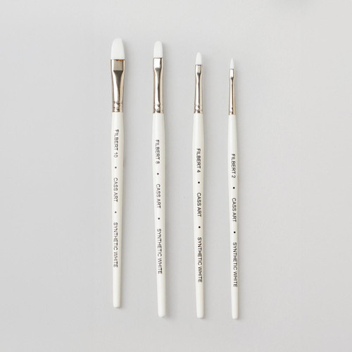  Cass Art Artists' Synthetic White Short Handle Brush Filbert 