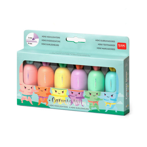  Legami Carrate Team Mini Highlighters Assorted Colours Set of 6 