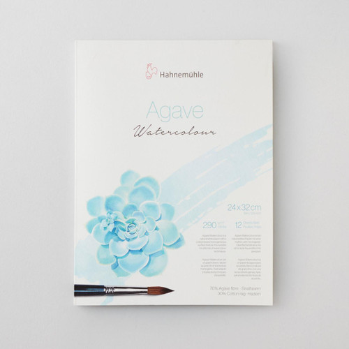  Hahnemuhle Agave Fibre Watercolour Block Cold Pressed (NOT) 290gsm 12 Sheets 24 x 32cm 