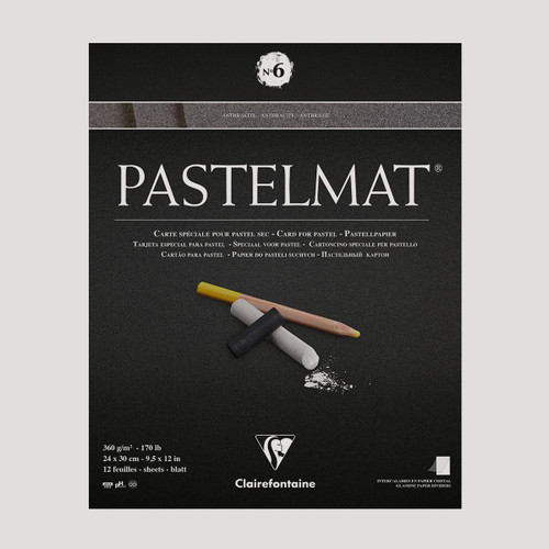  Clairefontaine Pastelmat Pad 360gsm 12 Sheets 24 x 30cm Anthracite 