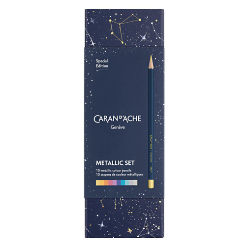  Caran D'ache Cosmic Blue Pencil Collection Metallic Colours Set of 10 