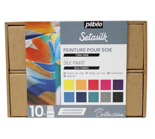  Pebeo Setasilk Collection 45ml Assorted Colours Set of 10 