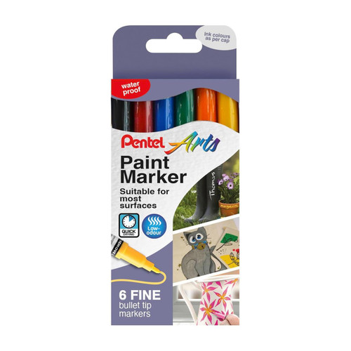  Pentel Fine Bullet Paint Marker Assorted Colours Set of 6 