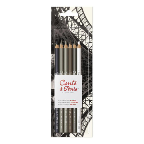  Conte a Paris Sketching Pencil Assorted Drawing Colours Set of 6 
