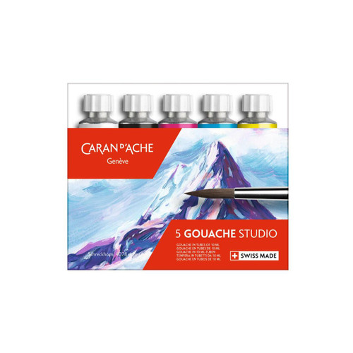  Caran D'ache Gouache Studio Box Assorted Colours 10ml Set of 5 Primary Colours 