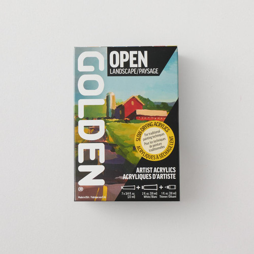  Golden Open Acrylic Landscape Set of 7 