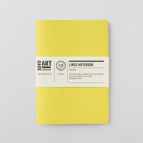  Cass Art Softbound Notebook 110gsm 128 Pages Lined A5 Lemon 
