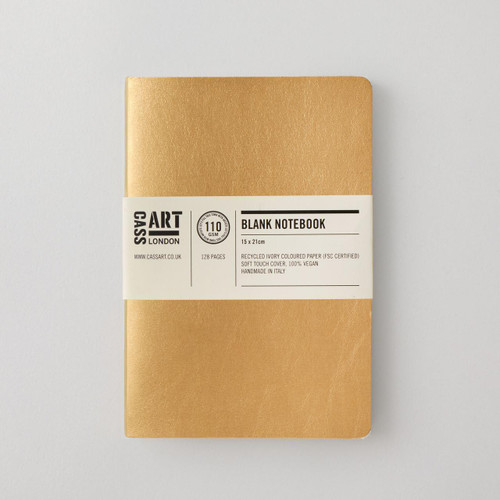  Cass Art Softbound Notebook 110gsm 128 Pages Blank A5 Gold 