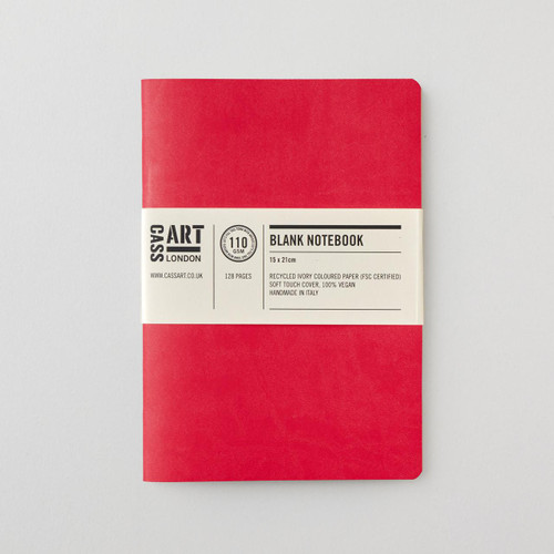 Cass Art Softbound Notebook 110gsm 128 Pages Blank A5 Bright Red 