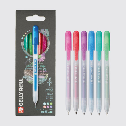  Sakura Gelly Roll Retractable Metallic Set of 6 Assorted Colours 