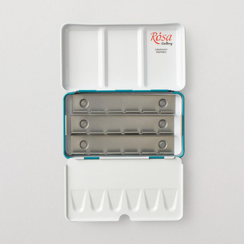  Rosa Empty Metal Case for 12 Watercolour Full Pans Turquoise 
