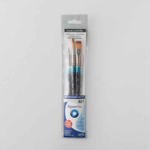 Daler Rowney Aquafine Short Handle Brush 401 Set of 4 