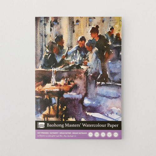  Baohong Masters' Choice Watercolour Portrait Pad 300gsm Hot Pressed Smooth Tom Shepherd 12 Sheets A3 