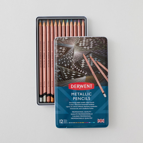  Derwent Metallic Pencil Tin Assorted Colours Set of 12 