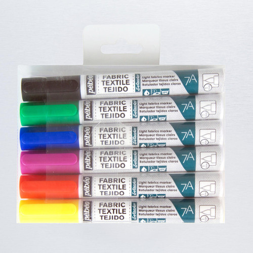  Pebeo Setaskrib Fabric Pen Set of 6 Assorted Colours 
