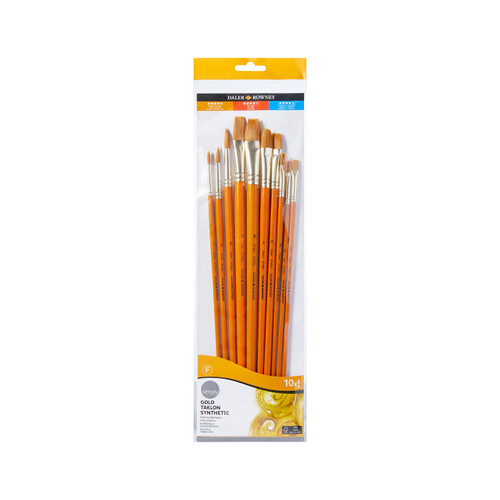  Daler Rowney Simply Gold Taklon Long Handle Brush Set of 10 