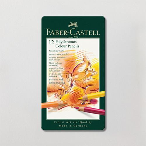 Faber-Castell Polychromos Artist Pencils Tin Set of 12   Faber-Castell Polychromos Artist Pencils Tin Set of 12