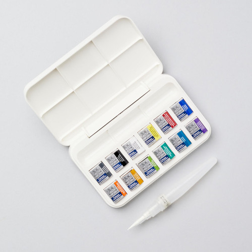  Winsor & Newton Cotman Watercolour Half Pan & Brush Pen Set of 12 