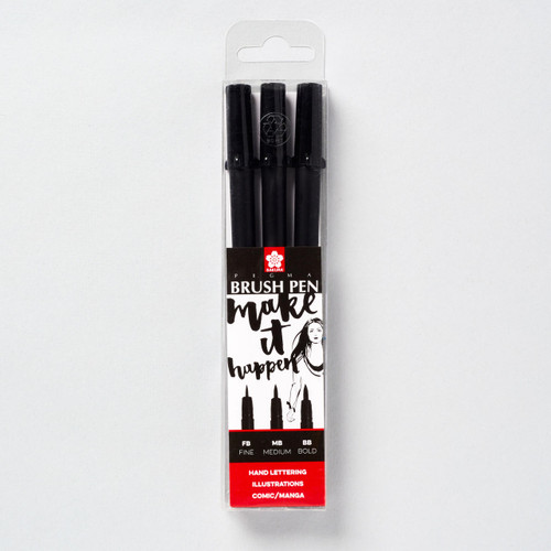  Sakura Pigma Brush Pen Black Set of 3 