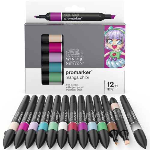  Winsor & Newton ProMarker Manga Chibi Set of 12 + 1 