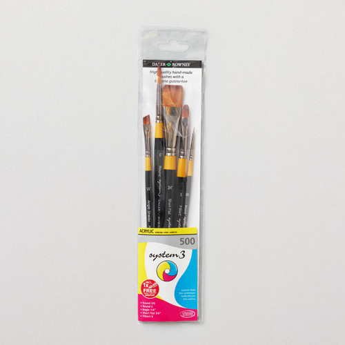  Daler Rowney System 3 Acrylic Brush Wallet 500 Set of 5 