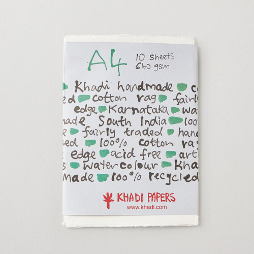  Khadi Rag Paper 640gsm ROUGH 20 x 30cm  Pack of 10 White 