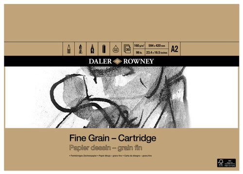  Daler Rowney Fine Grain Cartridge Pad 160g 30 Sheets A2 