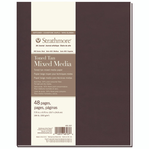  Strathmore 400 Toned Mixed Media Soft Cover Book 56 Sheets 19.7 x 24.8 cm Tan 
