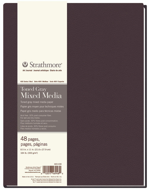  Strathmore 400 Toned Grey Mixed Media Hardbound Book 24 sheets 300gsm 8.5x11" 