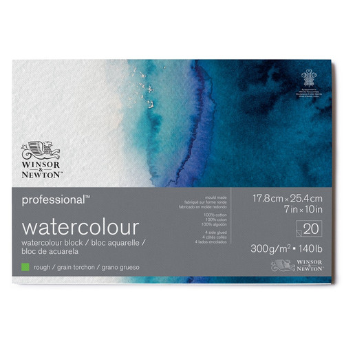 Winsor & Newton Professional Watercolour Block Rough 300gsm 7 x 10inches / 17.8 x 25.4cm