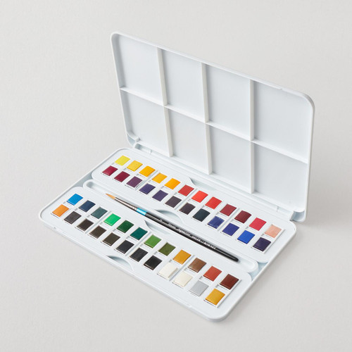  Daler Rowney Aquafine Watercolour Studio Set of 48 Half Pans 