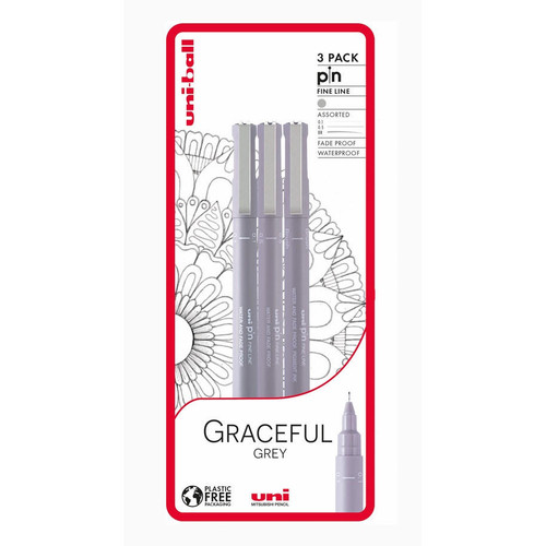Uni-ball Uni ball PIN Fineliner Graceful Grey Set of 3 