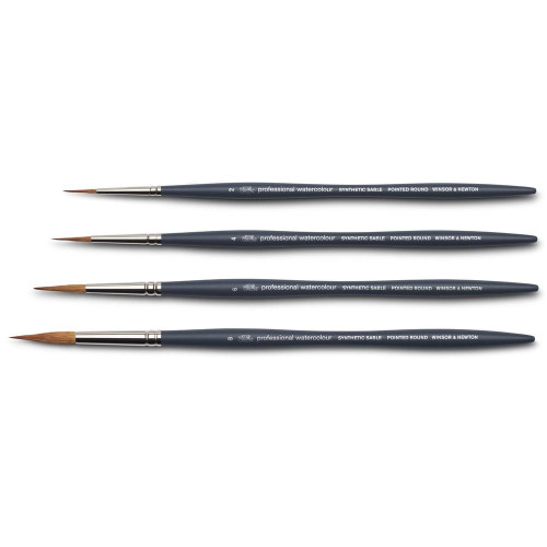  Winsor & Newton Professional Watercolour Synthetic Sable Pointed Round Brushes 