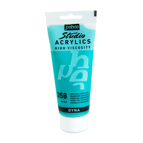  Pebeo Studio Acrylic High Viscosity 100ml 100ml Iridescent Green Blue 