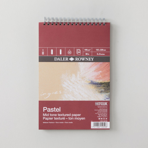  Daler Rowney Ingres Spiral Pastel Pad 160gms 24 Sheets 9 x 6 inches Pastel Shades 