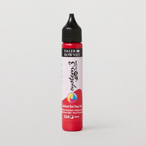  Daler Rowney System 3 Fluid Acrylic 29.5ml Cadmium Red Deep Hue 
