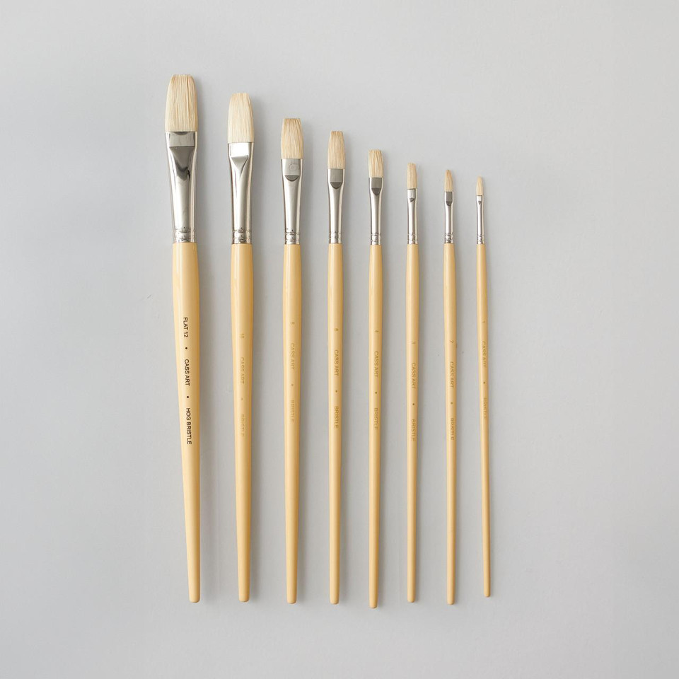 Cass Art Artists' Hog Bristle Long Handle Brush Flat