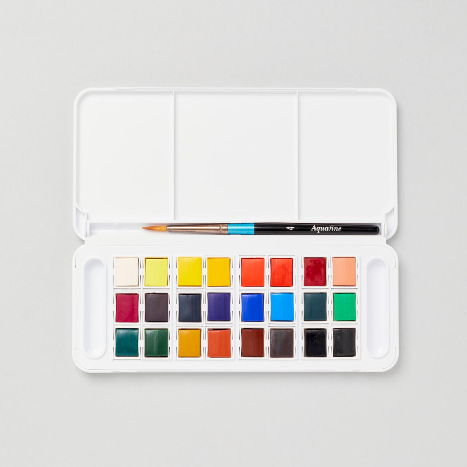 Daler Rowney Aquafine Watercolour Half Pan Travel Set of 24